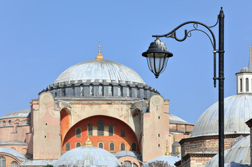 Closeup of the Hagia Sophia Grand Mosque on a sunny day. Sultanahmet neighbourhood, city of...