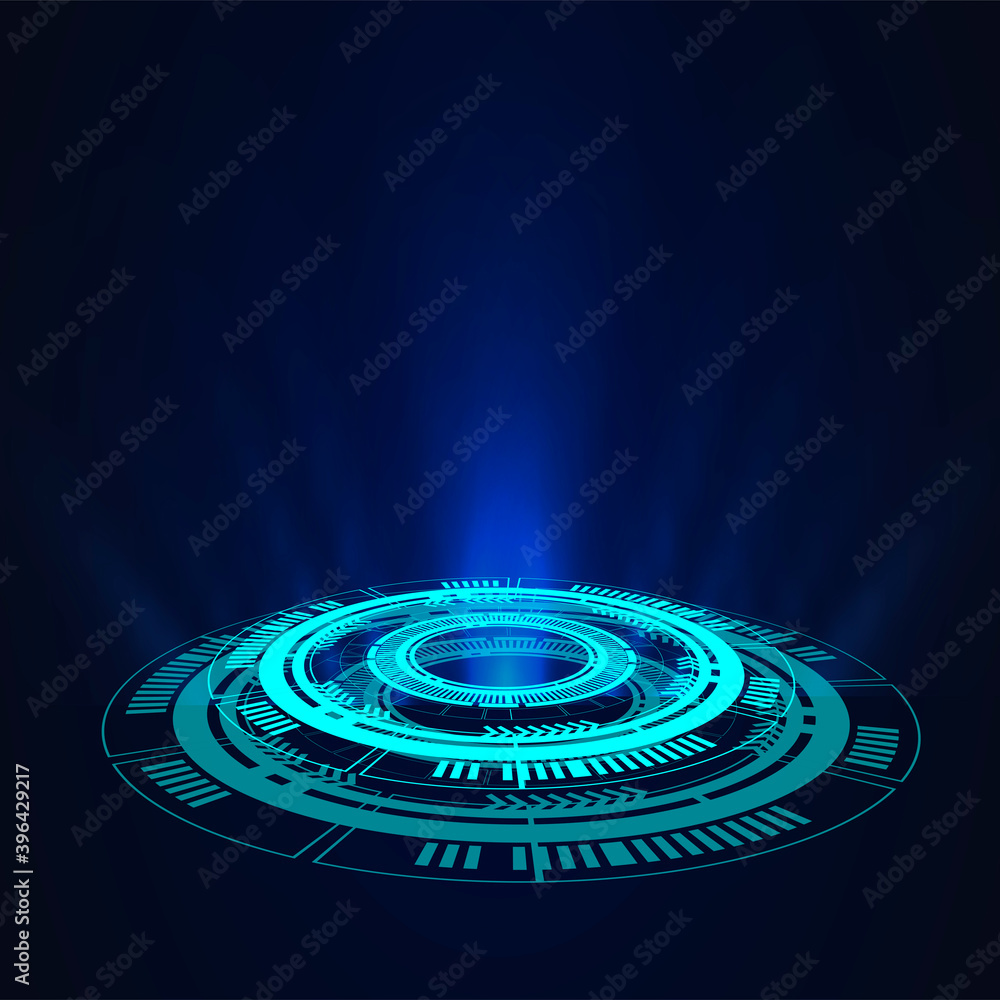 Aufkleber abstract blue technology digital background with blue curcuit, hi-tech data flow, innovation connect
