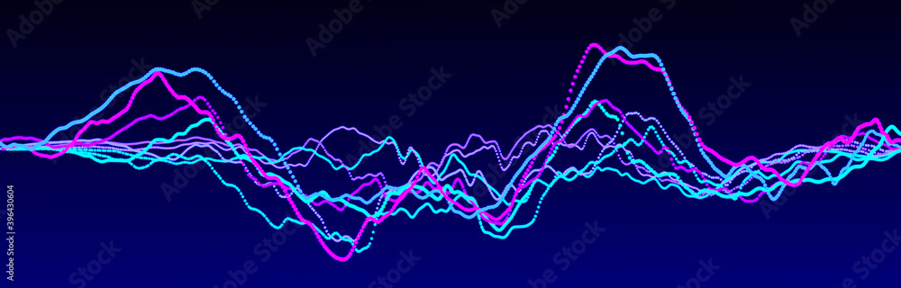 Poster sound wave element. abstract blue digital equalizer. big data visualization. dynamic light flow. 3d 