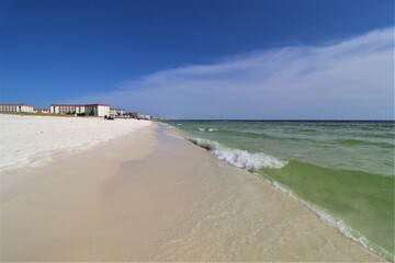 Beautiful view of the beach and the Atlantic Ocean in summer, Gulf of Mexico