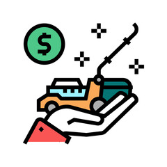 buy lawn mower color icon vector. buy lawn mower sign. isolated symbol illustration