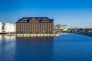 Obraz premium Westhafen port BEHALA, one of Germany’s largest inland ports located right in the heart of Berlin