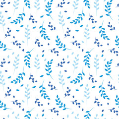 Pattern with blue branches and leaves 