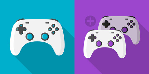 Gaming Controller single and multi player icon symbol flat design
