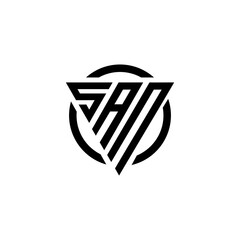 Initial letter SAN triangle monogram clean modern simple logo	
