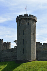 Exterior bottom view of Guy's Tower of Warwick Castle, England, UK