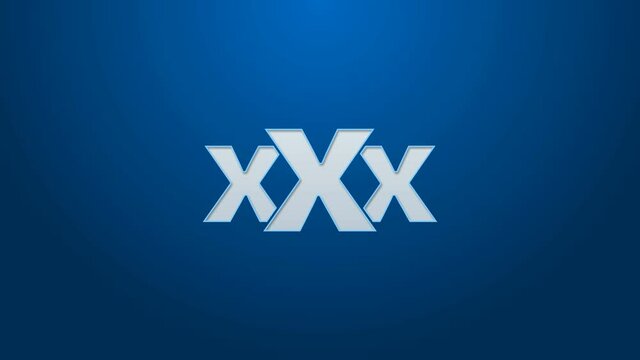 White line Sex shop icon isolated on blue background. Sex shop, online sex store, adult erotic products concept. 4K Video motion graphic animation.