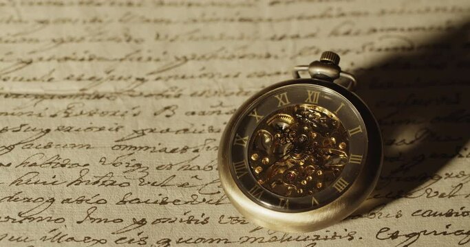 Ancient manuscript in latin more than 200 years old with quilt pen