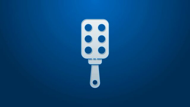 White line Spanking paddle icon isolated on blue background. Fetish accessory. Sex toy for adult. 4K Video motion graphic animation.