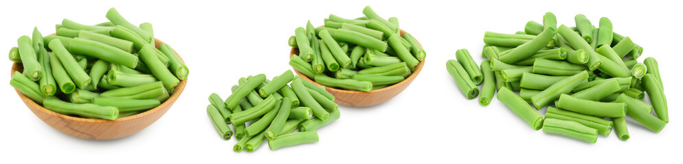 Green beans isolated on a white background with full depth of field. Setor collection