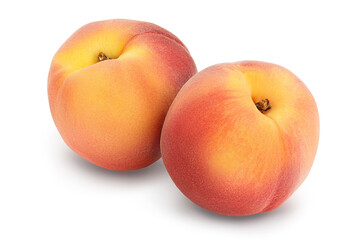 Ripe peach fruit with slices isolated on white background with clipping path and full depth of field