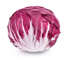 Fototapeta premium Fresh red radicchio salad isolated on white background with clipping path and full depth of field