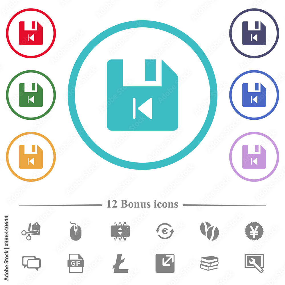 Poster file previous flat color icons in circle shape outlines