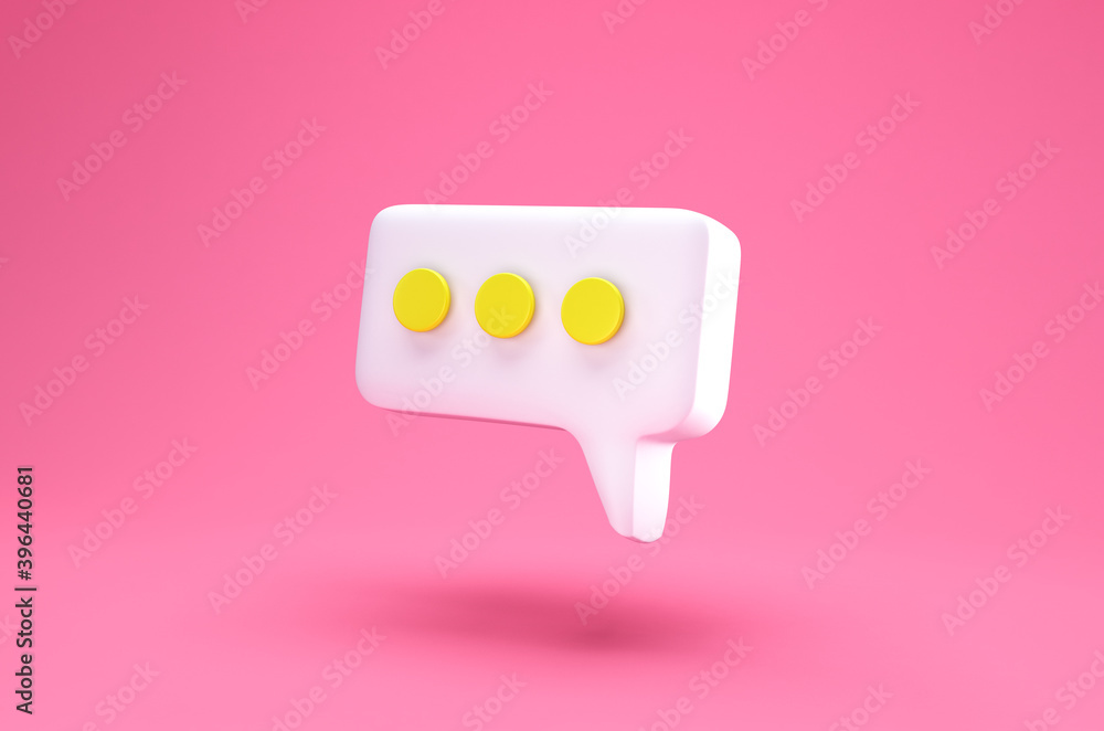 Poster white speech bubble chat icon isolated on pink background. message creative concept with copy space 
