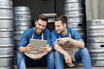 Workers brewers managers and modern technology for business management