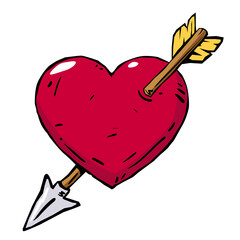 Heart with arrow doodle style