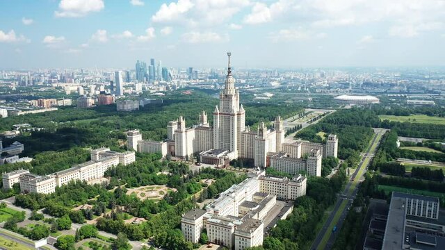 Lomonosov Moscow State University, aerial shot from drone
