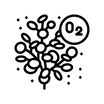 plant releasing oxygen line icon vector. plant releasing oxygen sign. isolated contour symbol black illustration