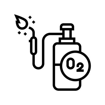 oxygen cylinder for welding line icon vector. oxygen cylinder for welding sign. isolated contour symbol black illustration