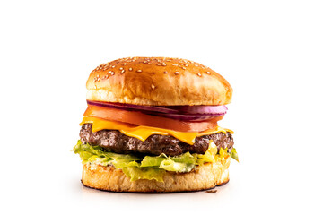 Craft hamburger isolated in white background