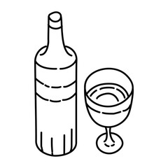 Wine Icon. Doodle Hand Drawn or Outline Icon Style
