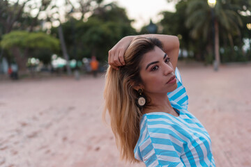 Fototapeta premium Close up potrait of beautiful young woman