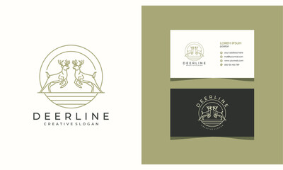 Elegant Deer Stag Antler Minimalist Logo With Business Card © EndR_ID