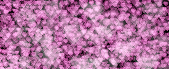 Pink , Purple color Abstract Heart Love bokeh lights with soft light background 