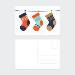 Merry Christmas and happy new year postcard design template background