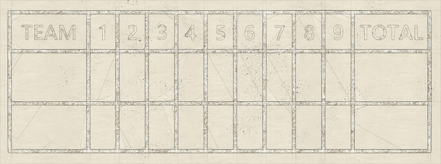 紙に鉛筆で描いた野球のスコアカード