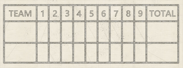 紙に鉛筆で描いた野球のスコアカード