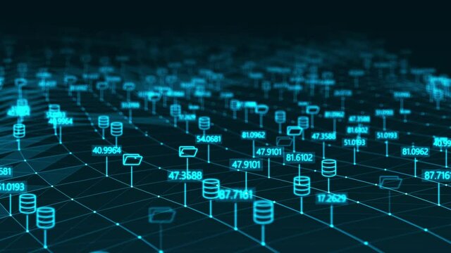 Motion graphic of Blue technology storage icon connection big data concept
