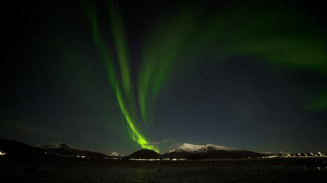 Majestic Green Northern Lights Gracefully Dancing in the Night Sky