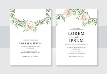Fototapeta na wymiar Beautiful wedding invitation template with watercolor floral