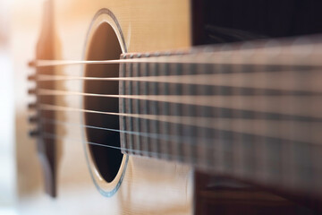 Fototapeta premium acoustic guitar close-up background
