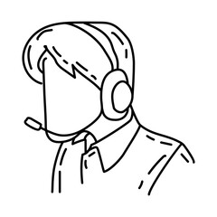Call Center Icon. Doodle Hand Drawn or Outline Icon Style