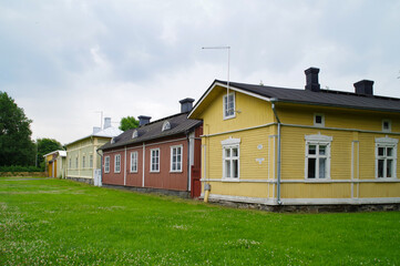 Obraz premium old houses and lawn