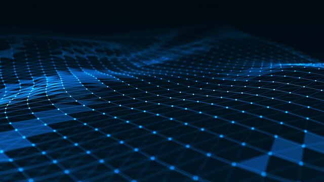 Motion graphic of Blue technology dot and mesh network connection abstract background concept