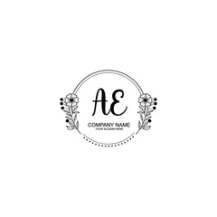 Initial AE Handwriting, Wedding Monogram Logo Design, Modern Minimalistic and Floral templates for Invitation cards	