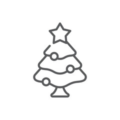 Christmas tree icon, color, line, outline vector sign, linear style pictogram isolated on white. Symbol, logo illustration.
