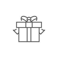 Gift box icon, color, line, outline vector sign, linear style pictogram isolated on white. Symbol, logo illustration.