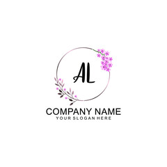 Initial AL Handwriting, Wedding Monogram Logo Design, Modern Minimalistic and Floral templates for Invitation cards	