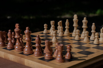 first move in a chees game, pawn two steps ahead seen from blacks