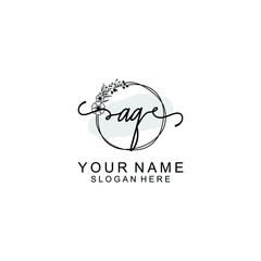 Initial AQ Handwriting, Wedding Monogram Logo Design, Modern Minimalistic and Floral templates for Invitation cards	