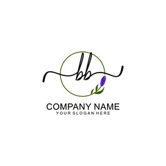 Initial BB Handwriting, Wedding Monogram Logo Design, Modern Minimalistic and Floral templates for Invitation cards	