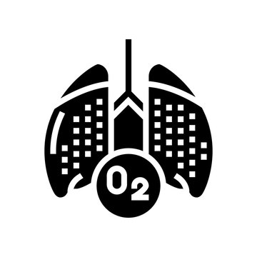 lungs with oxygen glyph icon vector. lungs with oxygen sign. isolated contour symbol black illustration