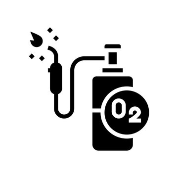 oxygen cylinder for welding glyph icon vector. oxygen cylinder for welding sign. isolated contour symbol black illustration