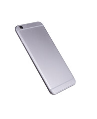 Backside view modern smartphone mockup. Back mobile smart phone technology studio shot isolated on over white background with clipping mask path on the phone