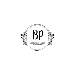 Initial BP Handwriting, Wedding Monogram Logo Design, Modern Minimalistic and Floral templates for Invitation cards	