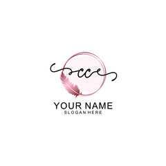 Initial CC Handwriting, Wedding Monogram Logo Design, Modern Minimalistic and Floral templates for Invitation cards	